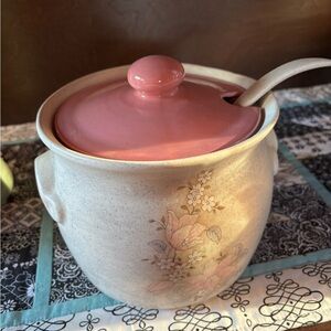 Elegant Ceramic Tureen with Pink Lid